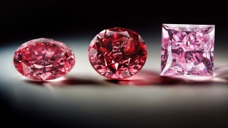 three diamonds in varying shades of pink