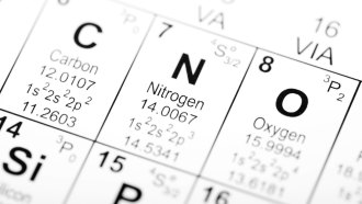 A photo of a periodic table focusing on Nitrogen.